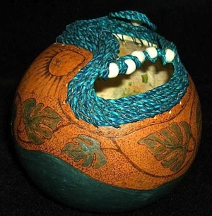 D'Antonio's intriguing gourds — colorfully painted, wood-burned and adorned with elements that range from woven seagrass to whimsical feathers — can be found at Big Pine's Artists in Paradise Gallery, the Key West Art Center and Key West's Frangipani Gallery. 